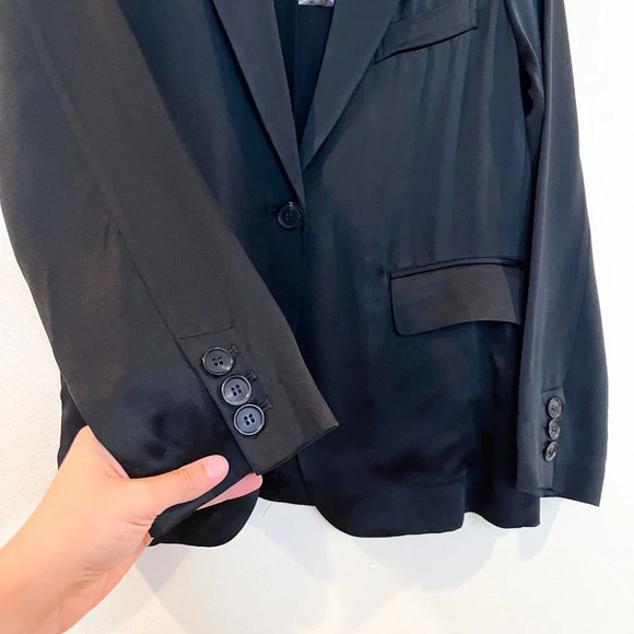 Nili Lotan Black Satin Formal Business Wear Collared Designer Blazer 8 NWOT - Picture 7 of 13